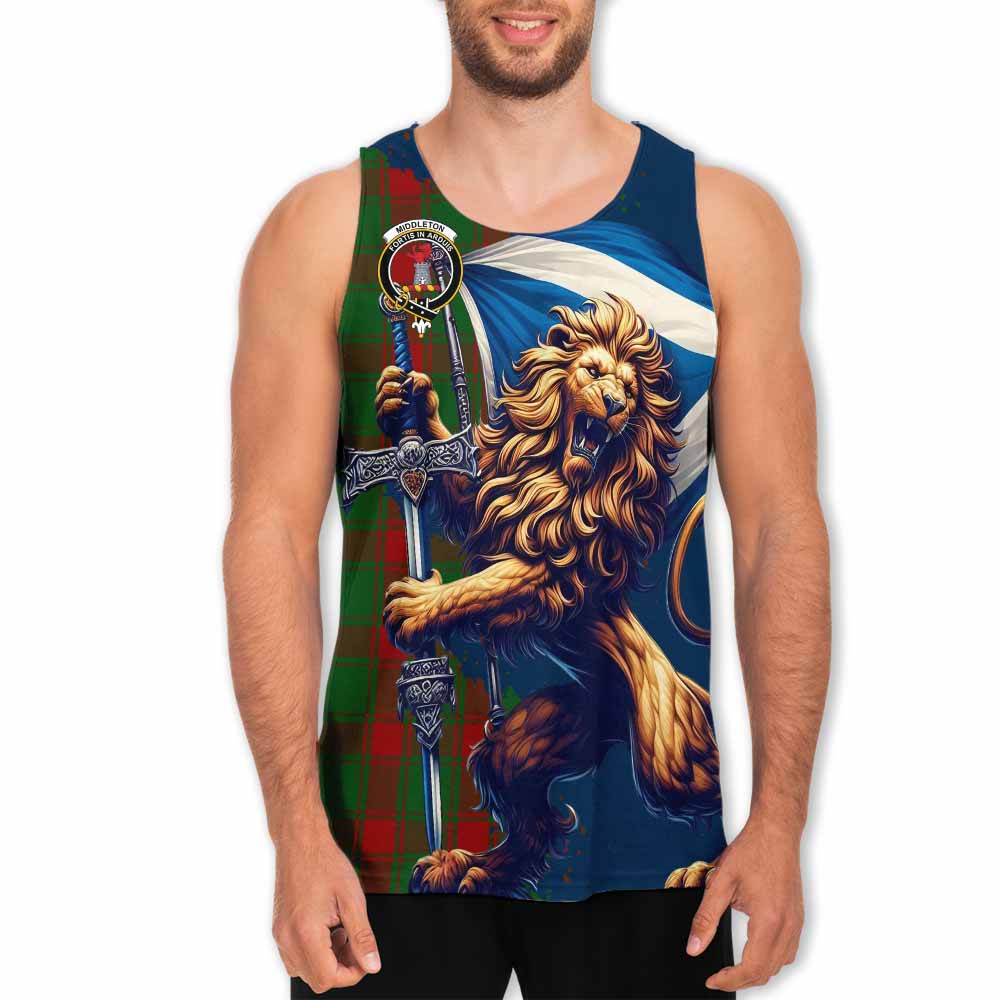 Tartan Vibes Clothing Middleton Tartan Family Crest Men's Tank Top with Scottish Majestic Lion