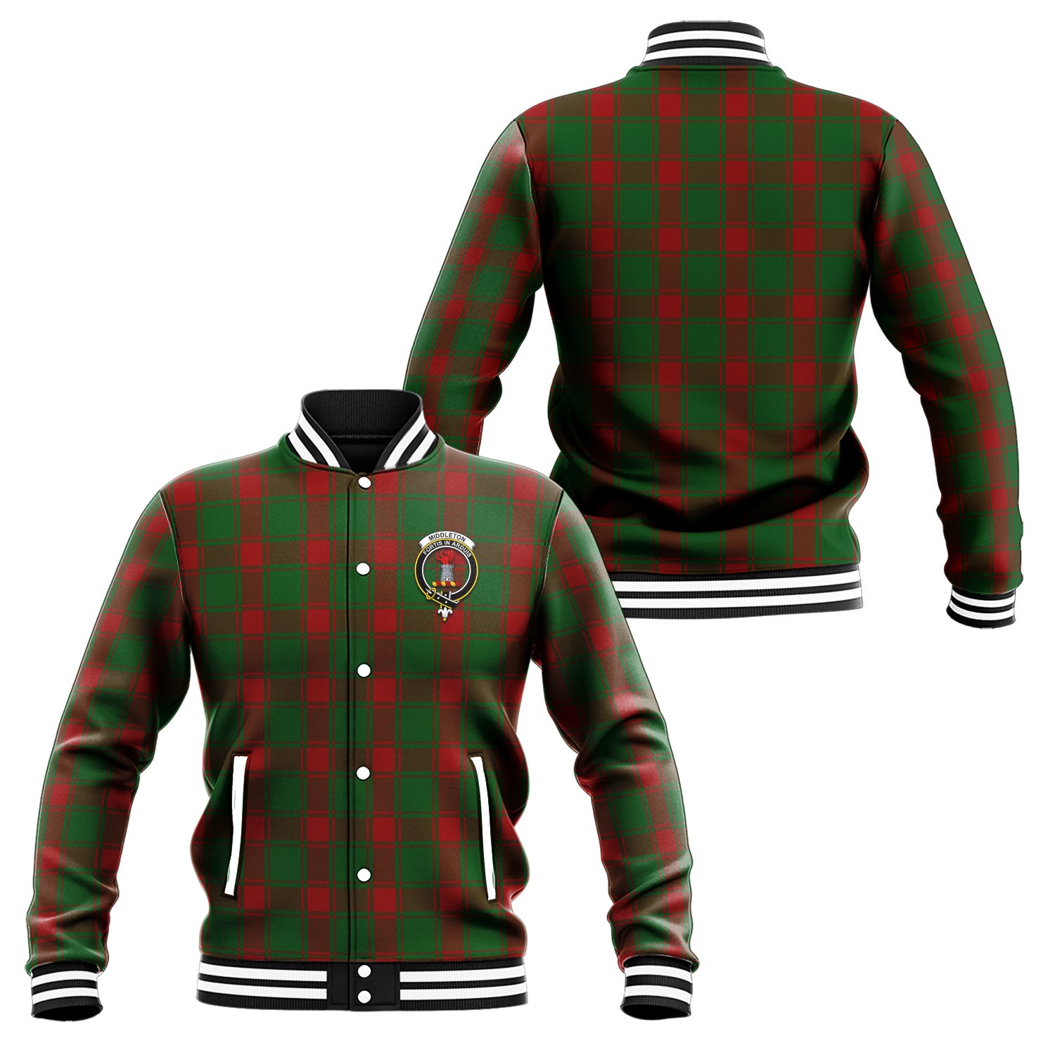 Middleton Tartan Baseball Jacket with Family Crest Unisex - Tartan Vibes Clothing