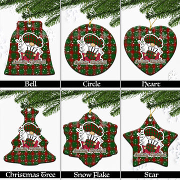 Middleton Tartan Christmas Ceramic Ornaments with Scottish Gnome Playing Bagpipes