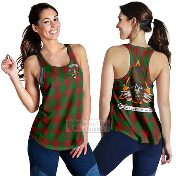 Middleton Tartan Women's Racerback Tanks with Family Crest and Bearded Skull Holding Bottles of Whiskey