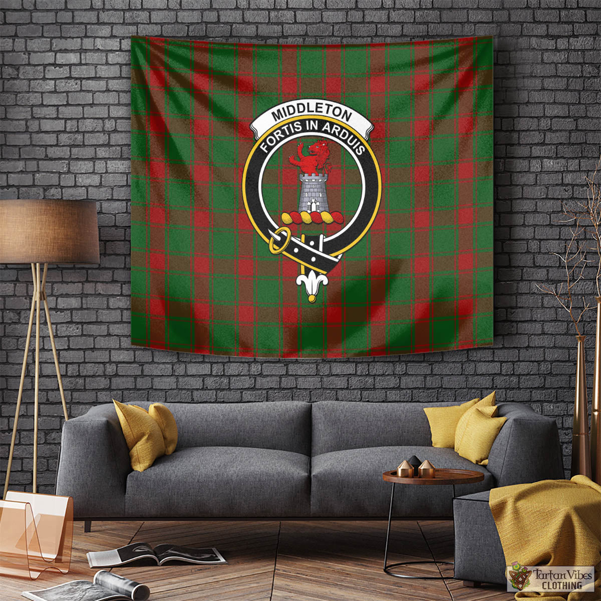 Tartan Vibes Clothing Middleton Tartan Tapestry Wall Hanging and Home Decor for Room with Family Crest