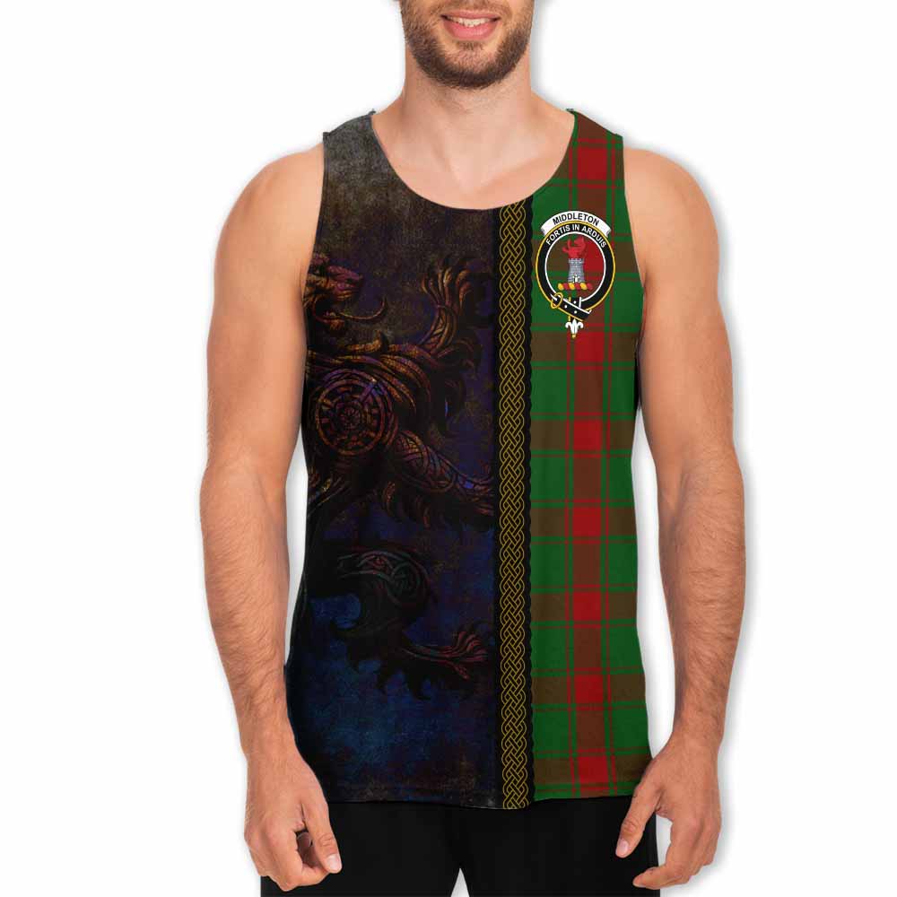 Middleton Tartan Family Crest Men's Tank Top Alba Gu Brath Be Brave Lion Ancient Style Men - Tartan Vibes Clothing