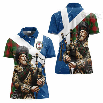 Middleton Tartan Women's Polo Shirt with Family Crest Scottish Bagpiper Vibes