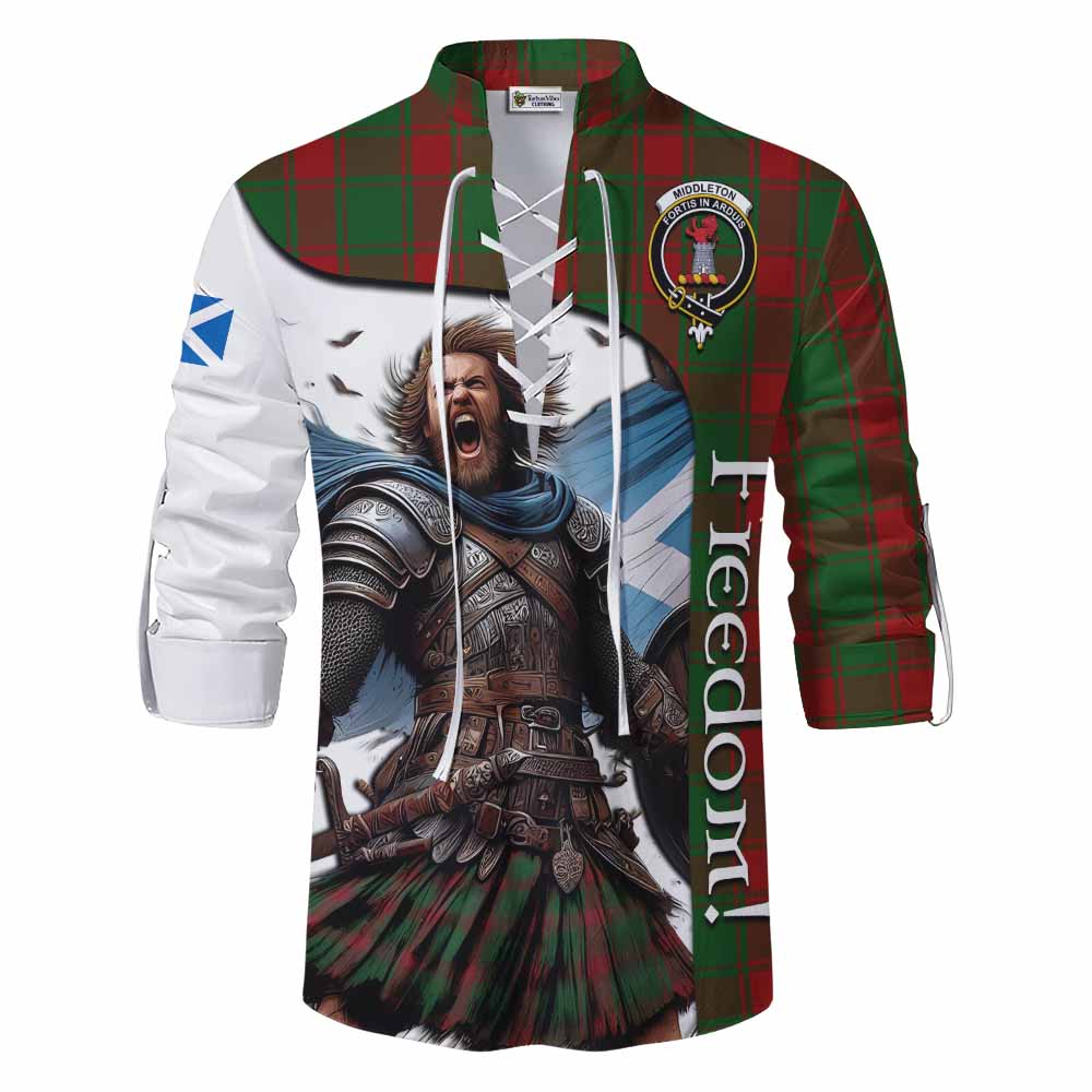 Tartan Vibes Clothing Middleton Crest Tartan Ghillie Kilt Shirt Inspired by the Freedom of Scottish Warrior