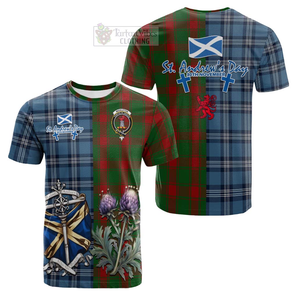 Tartan Vibes Clothing Middleton Tartan Cotton T-shirt Happy St. Andrew's Day Half Tartan Style