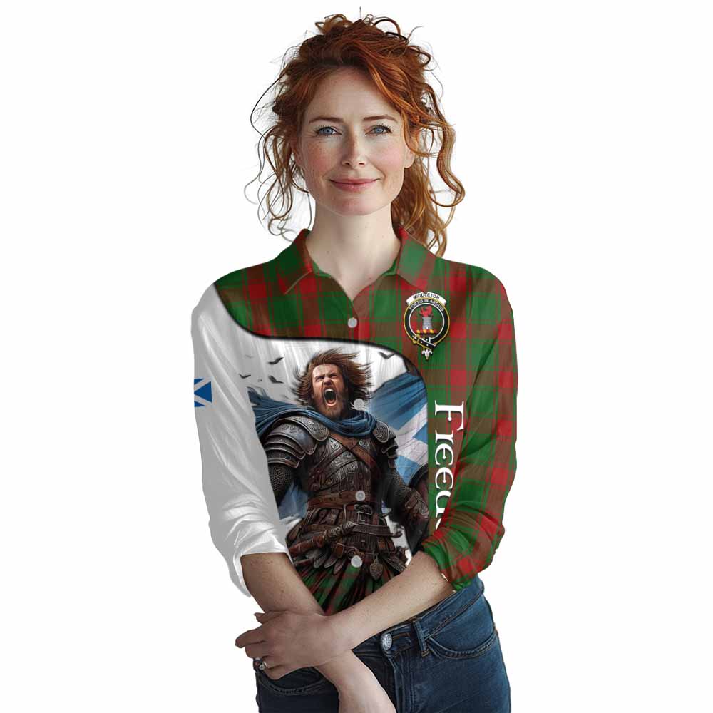 Tartan Vibes Clothing Middleton Crest Tartan Women's Casual Shirt Inspired by the Freedom of Scottish Warrior