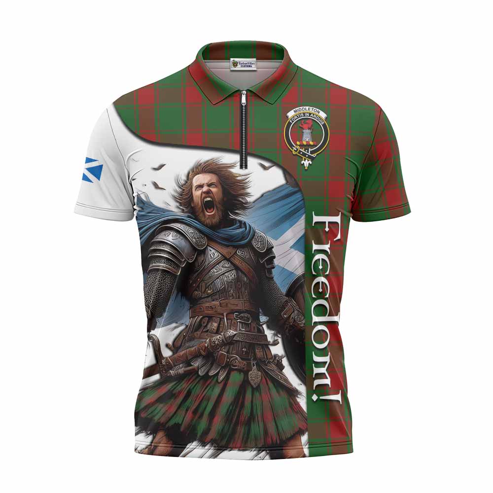 Tartan Vibes Clothing Middleton Crest Tartan Zipper Polo Shirt Inspired by the Freedom of Scottish Warrior