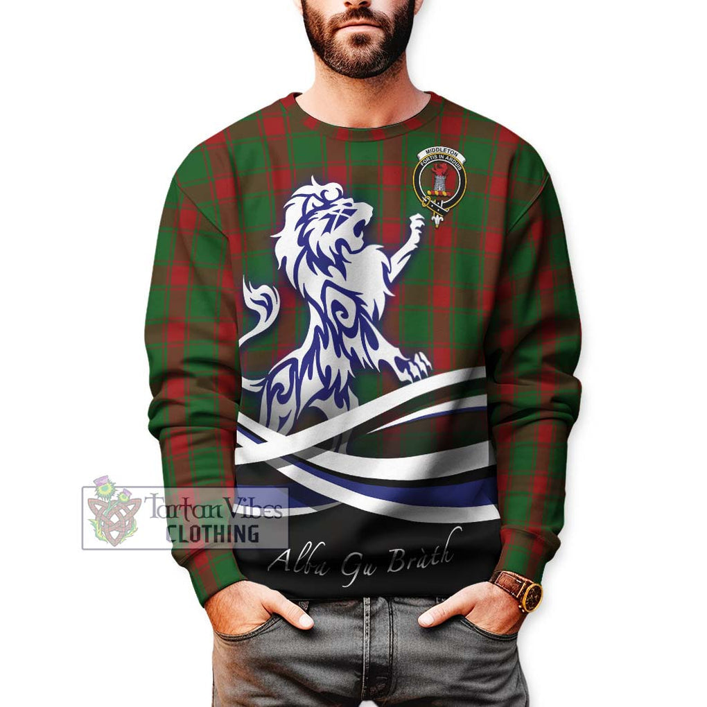 Middleton Tartan Sweatshirt with Alba Gu Brath Regal Lion Emblem Unisex - Tartanvibesclothing Shop