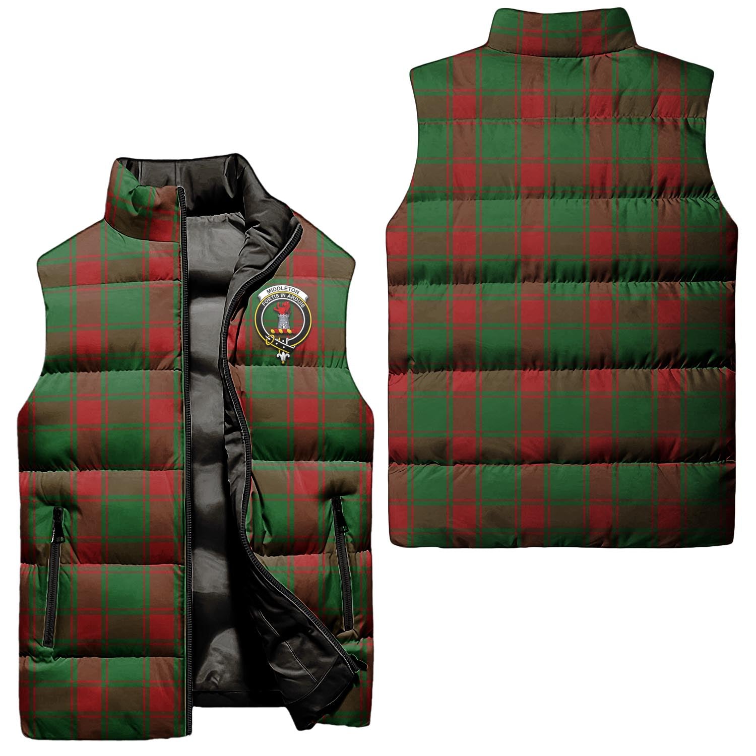 Middleton Tartan Sleeveless Puffer Jacket with Family Crest Unisex - Tartanvibesclothing