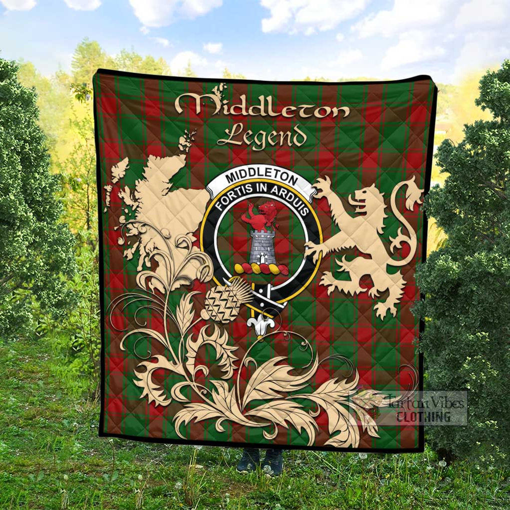 Tartan Vibes Clothing Middleton Tartan Quilt with Family Crest and Scottish Symbol Style