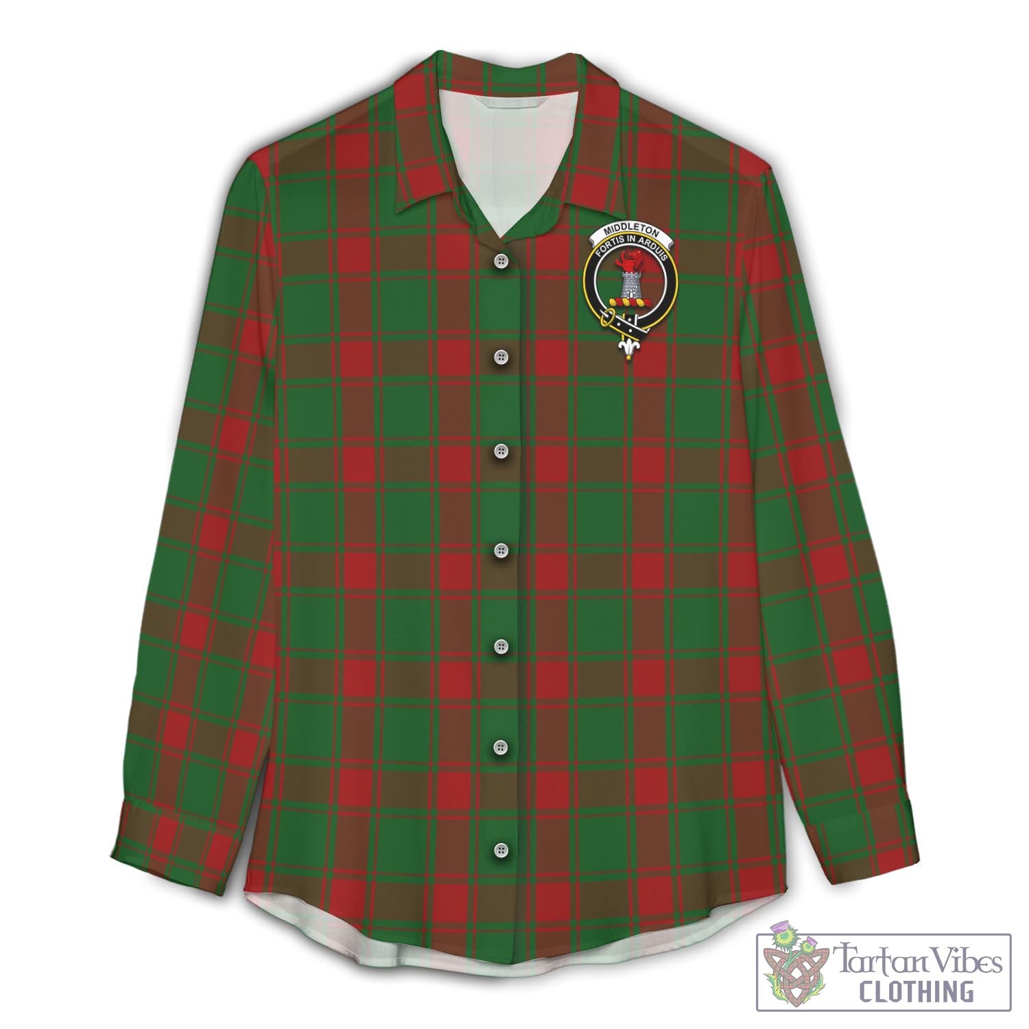 Tartan Vibes Clothing Middleton Tartan Womens Casual Shirt with Family Crest