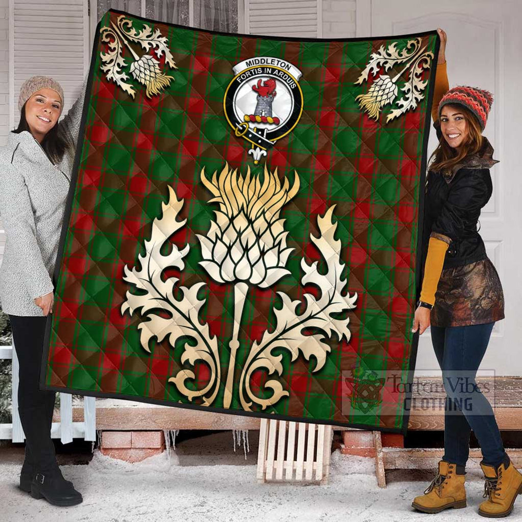 Tartan Vibes Clothing Middleton Tartan Quilt with Family Crest and Golden Thistle Style