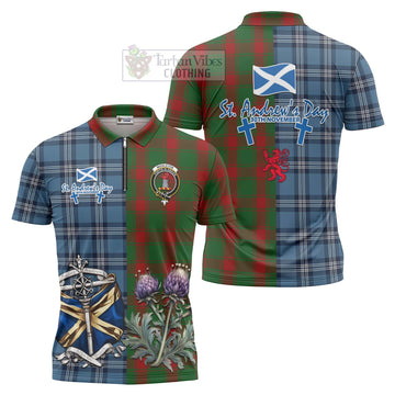 Middleton Tartan Zipper Polo Shirt Happy St. Andrew's Day Half Tartan Style