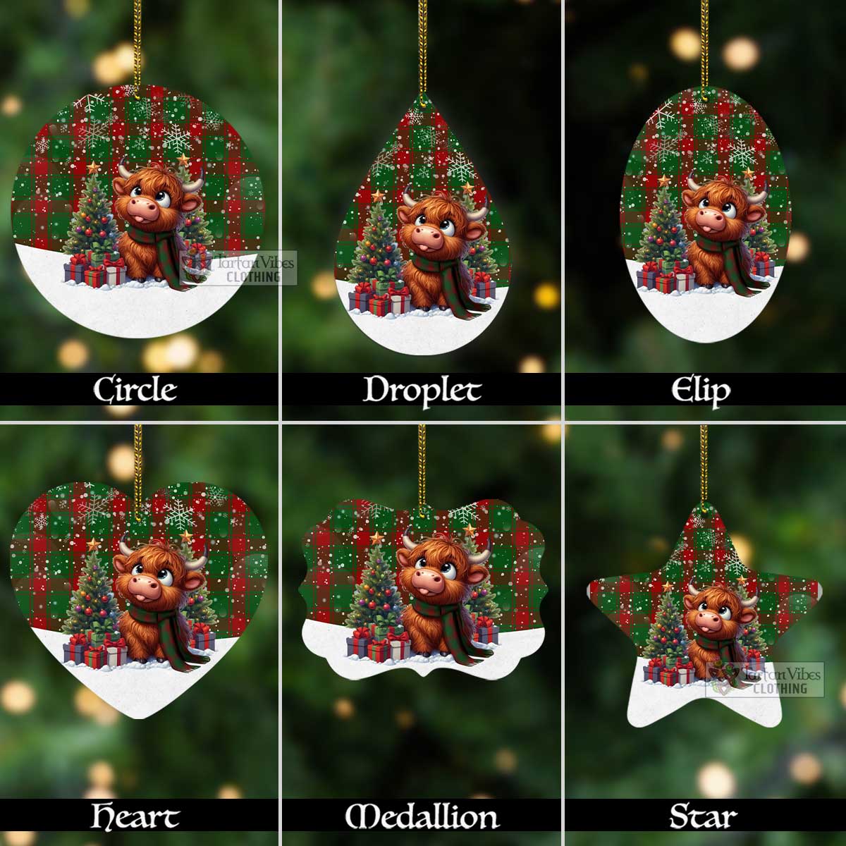 Tartan Vibes Clothing Middleton Tartan Christmas Aluminium Ornament with Adorable Highland Coo