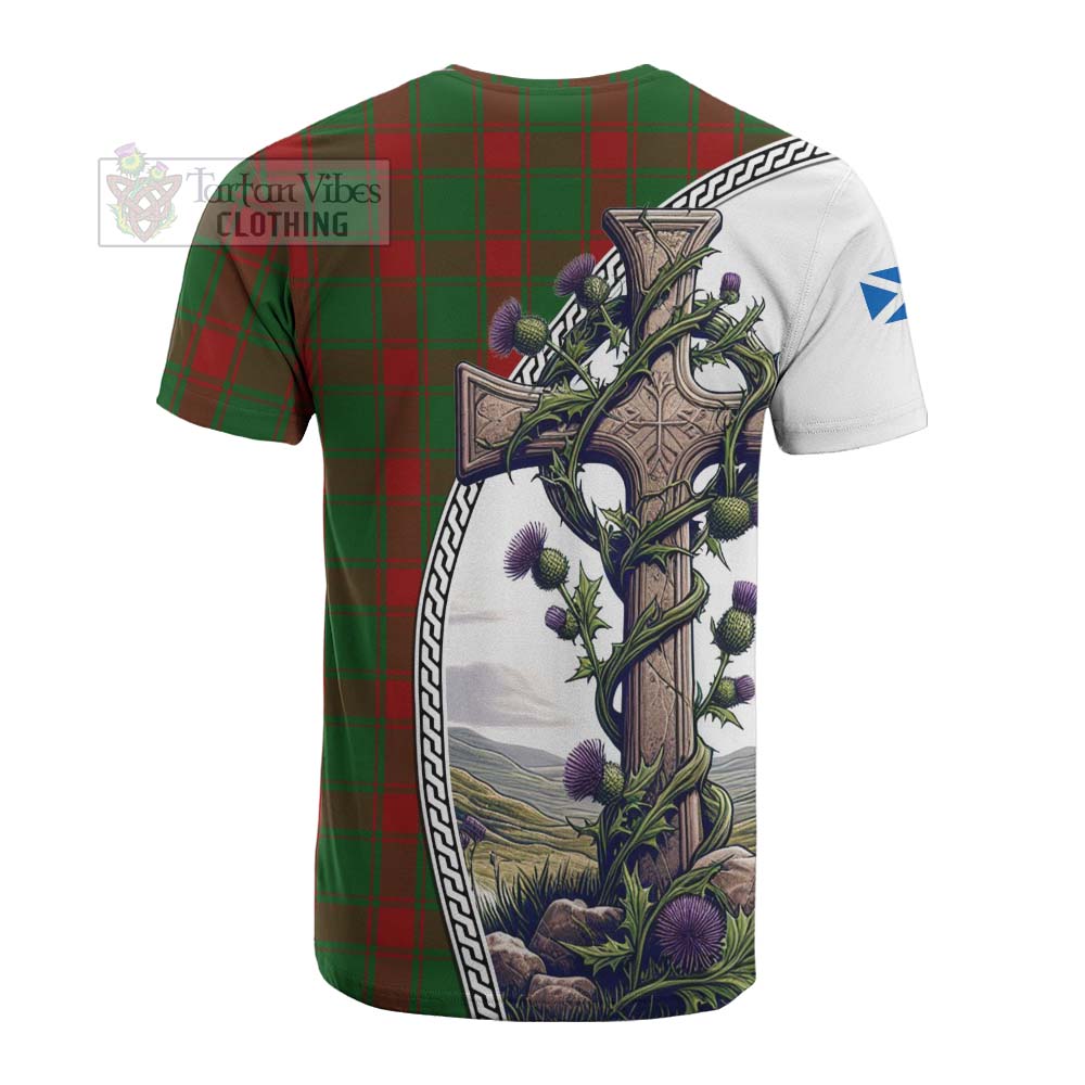 Tartan Vibes Clothing Middleton Tartan Cotton T-shirt with Family Crest and St. Andrew's Cross Accented by Thistle Vines