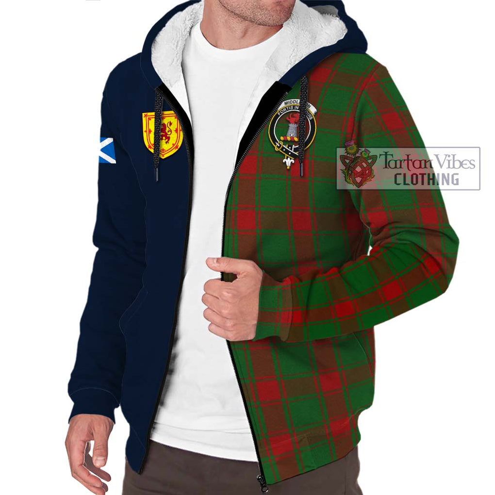 Tartan Vibes Clothing Middleton Tartan Sherpa Hoodie with Scottish Lion Royal Arm Half Style