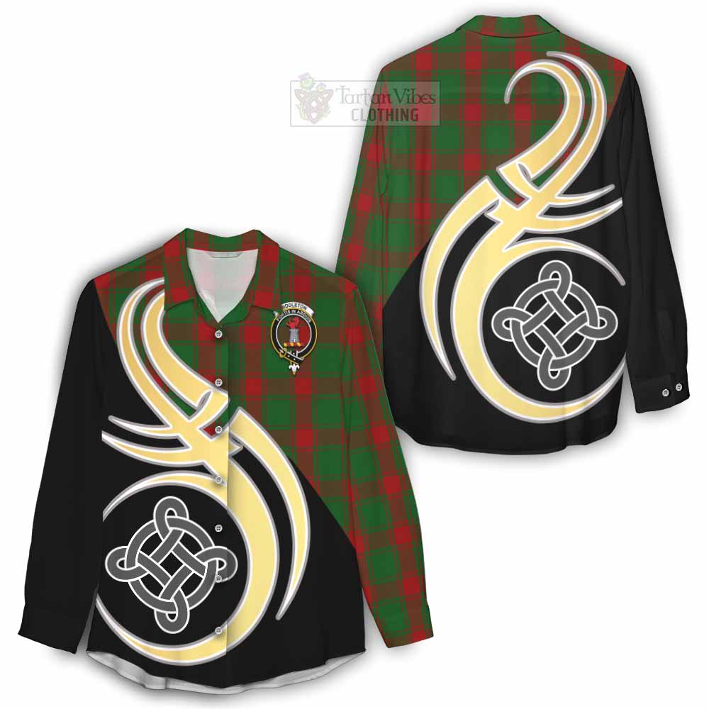 Tartan Vibes Clothing Middleton Tartan Women's Casual Shirt with Family Crest and Celtic Symbol Style