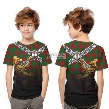 Middleton Crest Tartan Kid T-Shirt with Golden Lion Emblem Celtic Style - Tartan Vibes Clothing