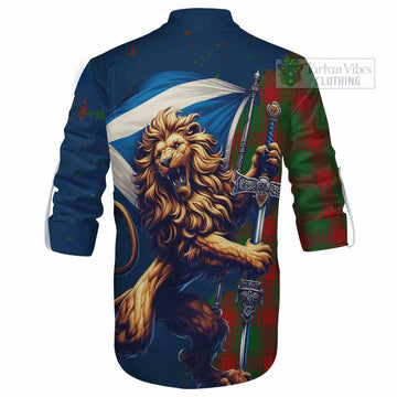 Middleton Tartan Family Crest Ghillie Kilt Shirt with Scottish Majestic Lion