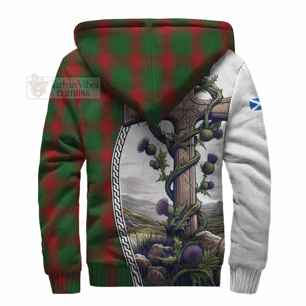 Tartan Vibes Clothing Middleton Tartan Sherpa Hoodie with Family Crest and St. Andrew's Cross Accented by Thistle Vines