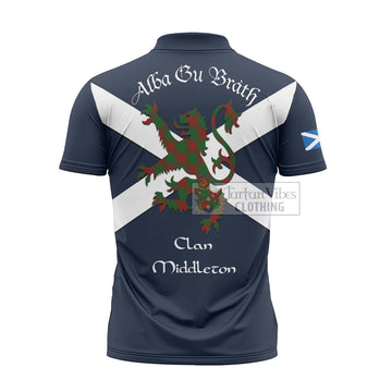 Middleton Tartan Lion Rampant Zipper Polo Shirt Proudly Display Your Heritage with Alba Gu Brath and Clan Name - Tartan Vibes Clothing