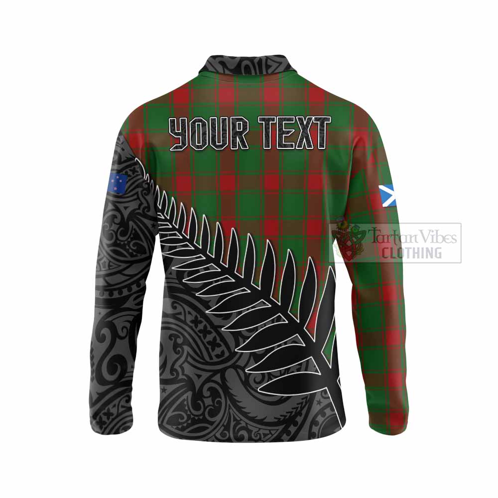 Tartan Vibes Clothing Middleton Crest Tartan Long Sleeve Polo Shirt with New Zealand Silver Fern Half Style