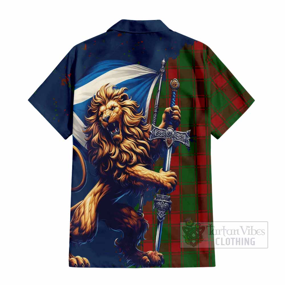 Tartan Vibes Clothing Middleton Tartan Family Crest Short Sleeve Button Shirt with Scottish Majestic Lion