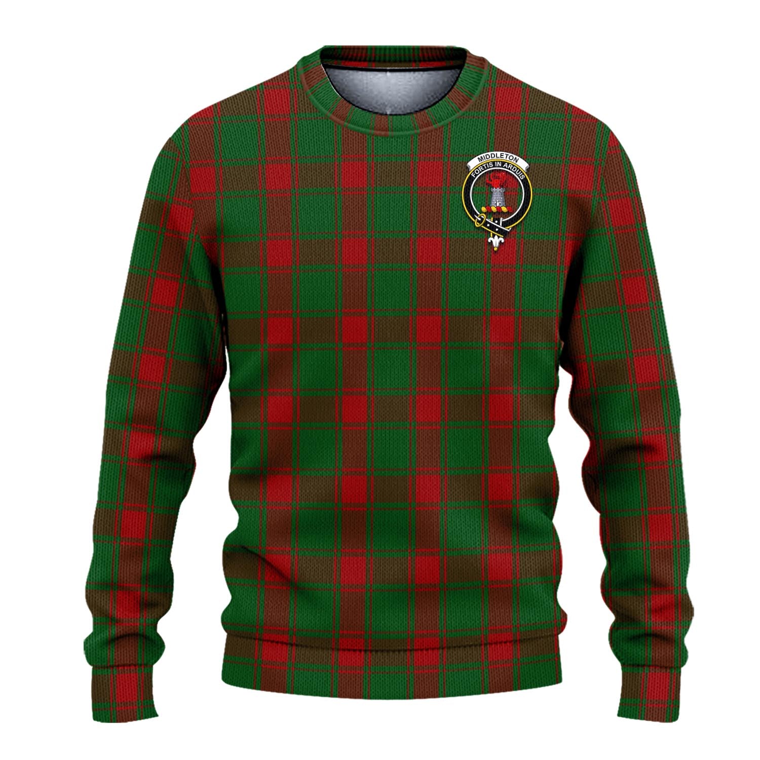 Middleton Tartan Knitted Sweater with Family Crest - Tartanvibesclothing