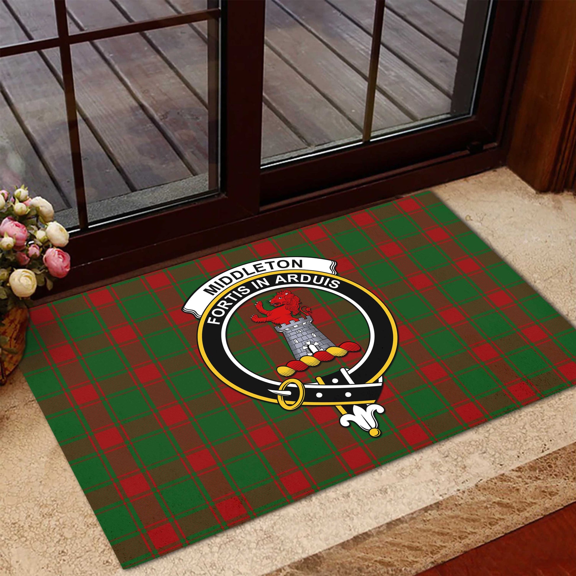 Middleton Tartan Door Mat with Family Crest - Tartanvibesclothing