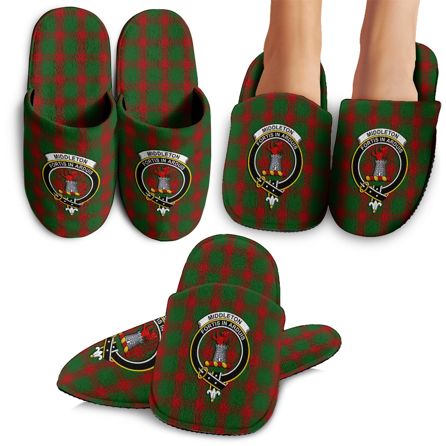 Middleton Tartan Home Slippers with Family Crest - Tartanvibesclothing Shop