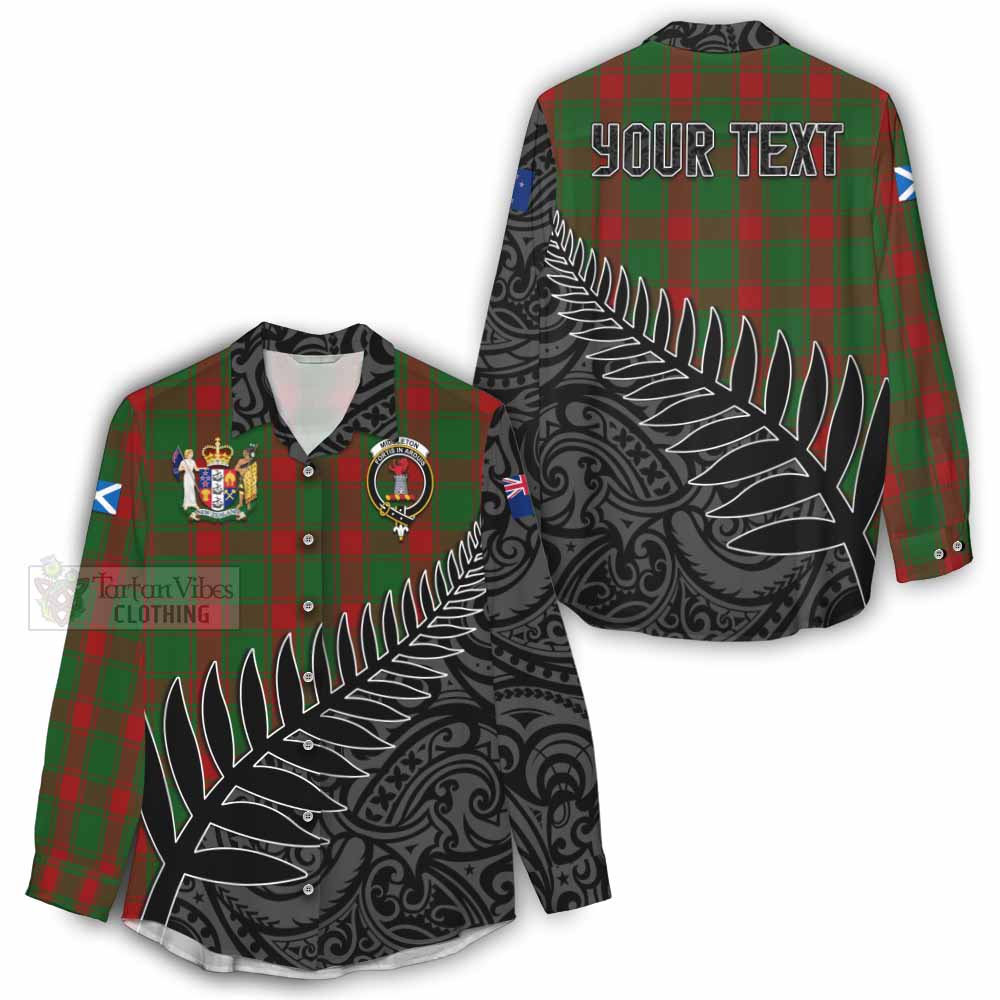 Tartan Vibes Clothing Middleton Crest Tartan Women's Casual Shirt with New Zealand Silver Fern Half Style