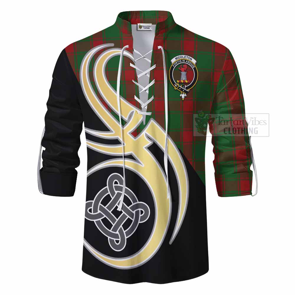 Tartan Vibes Clothing Middleton Tartan Ghillie Kilt Shirt with Family Crest and Celtic Symbol Style