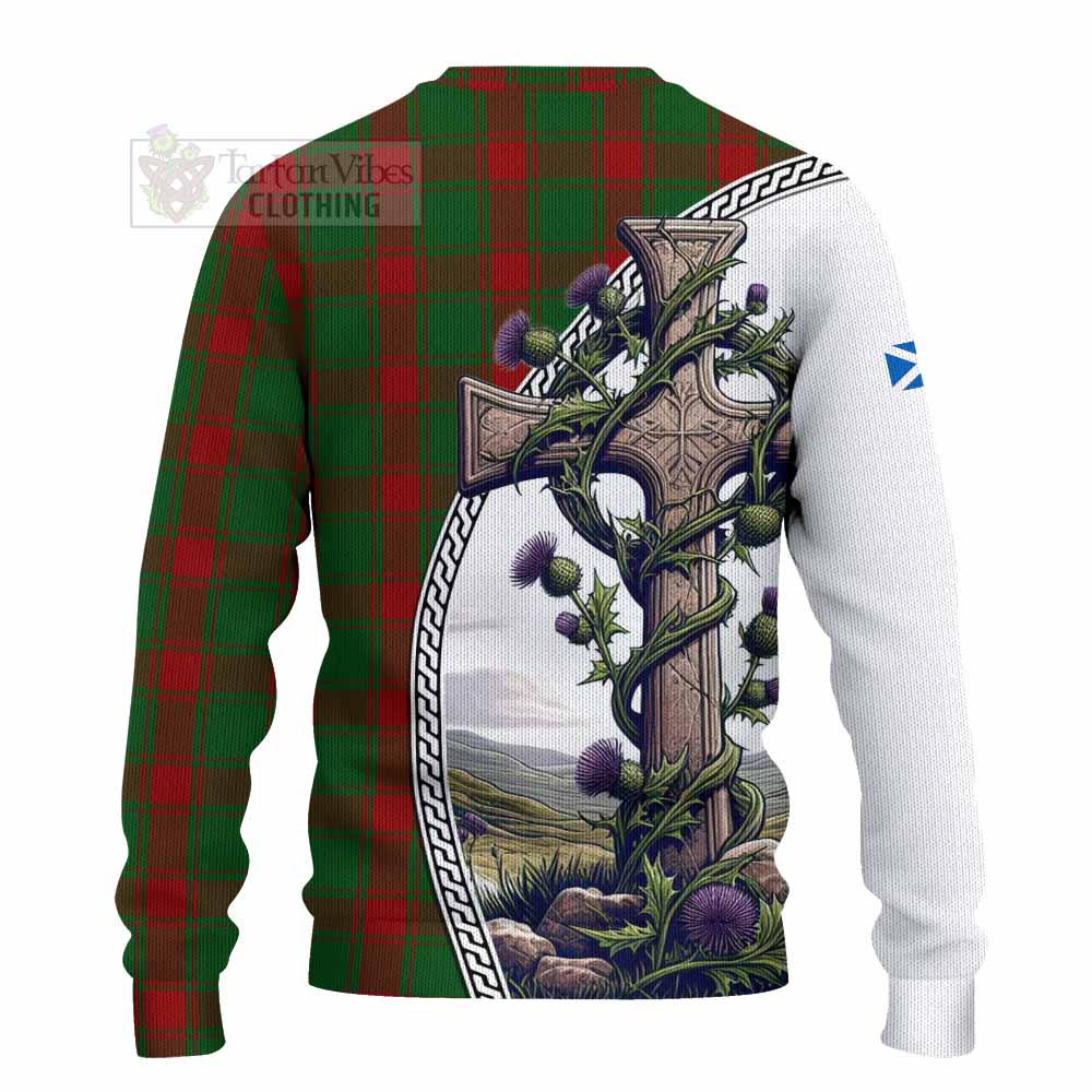 Tartan Vibes Clothing Middleton Tartan Knitted Sweater with Family Crest and St. Andrew's Cross Accented by Thistle Vines