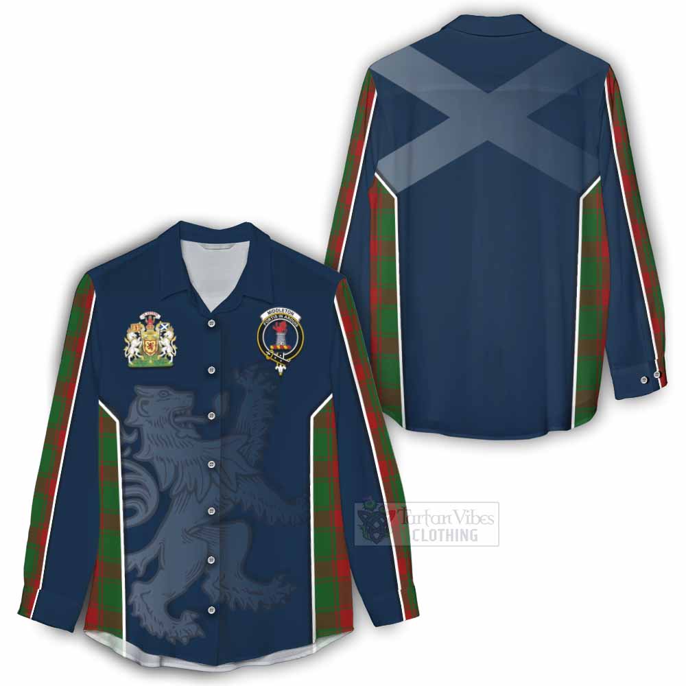 Tartan Vibes Clothing Middleton Tartan Women's Casual Shirt with Family Crest and Lion Rampant Vibes Sport Style