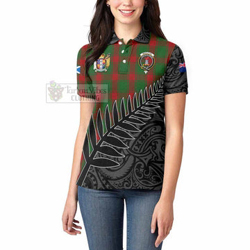 Middleton Crest Tartan Women's Polo Shirt with New Zealand Silver Fern Half Style