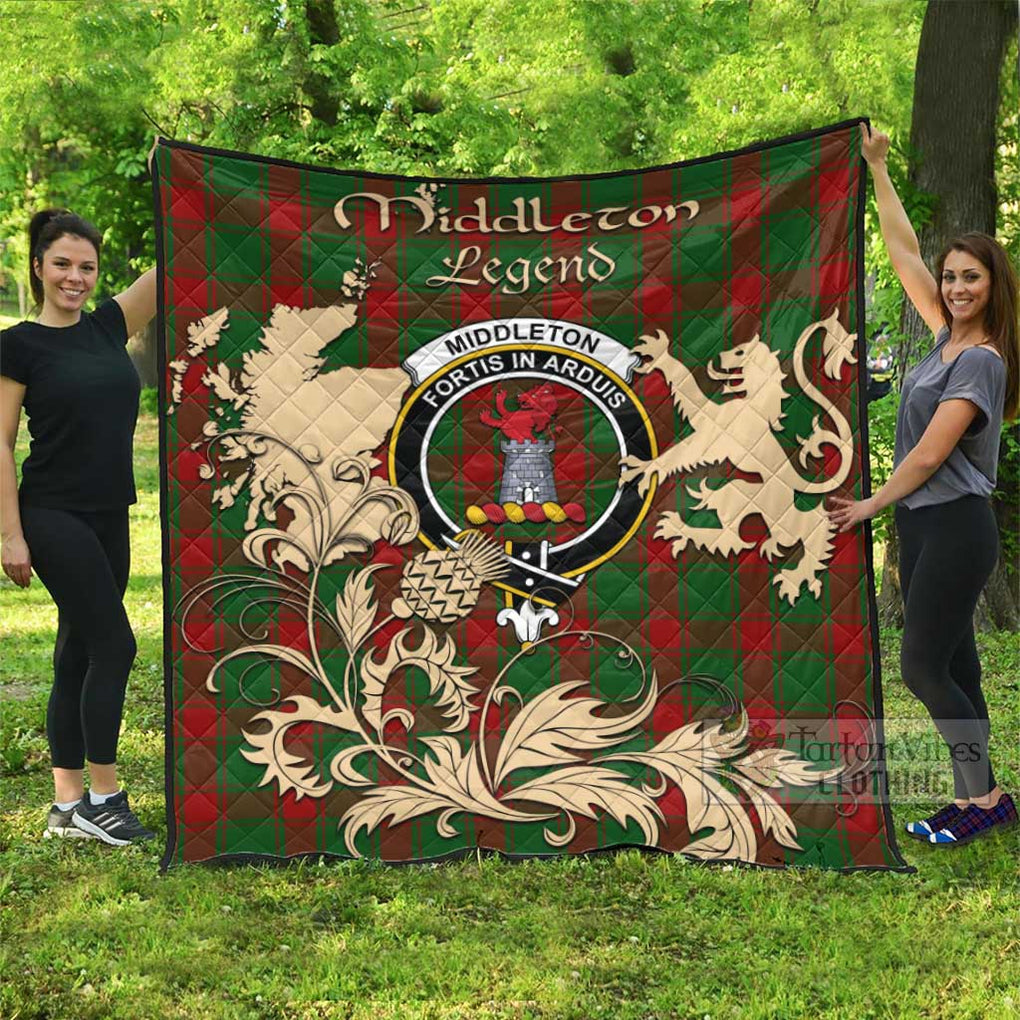 Tartan Vibes Clothing Middleton Tartan Quilt with Family Crest and Scottish Symbol Style