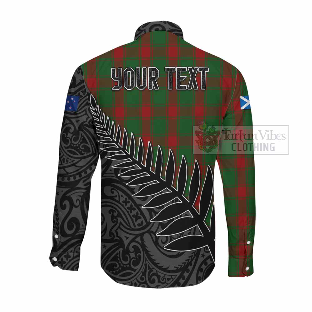 Tartan Vibes Clothing Middleton Crest Tartan Long Sleeve Button Shirt with New Zealand Silver Fern Half Style