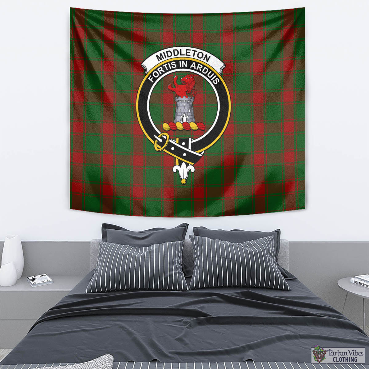 Tartan Vibes Clothing Middleton Tartan Tapestry Wall Hanging and Home Decor for Room with Family Crest