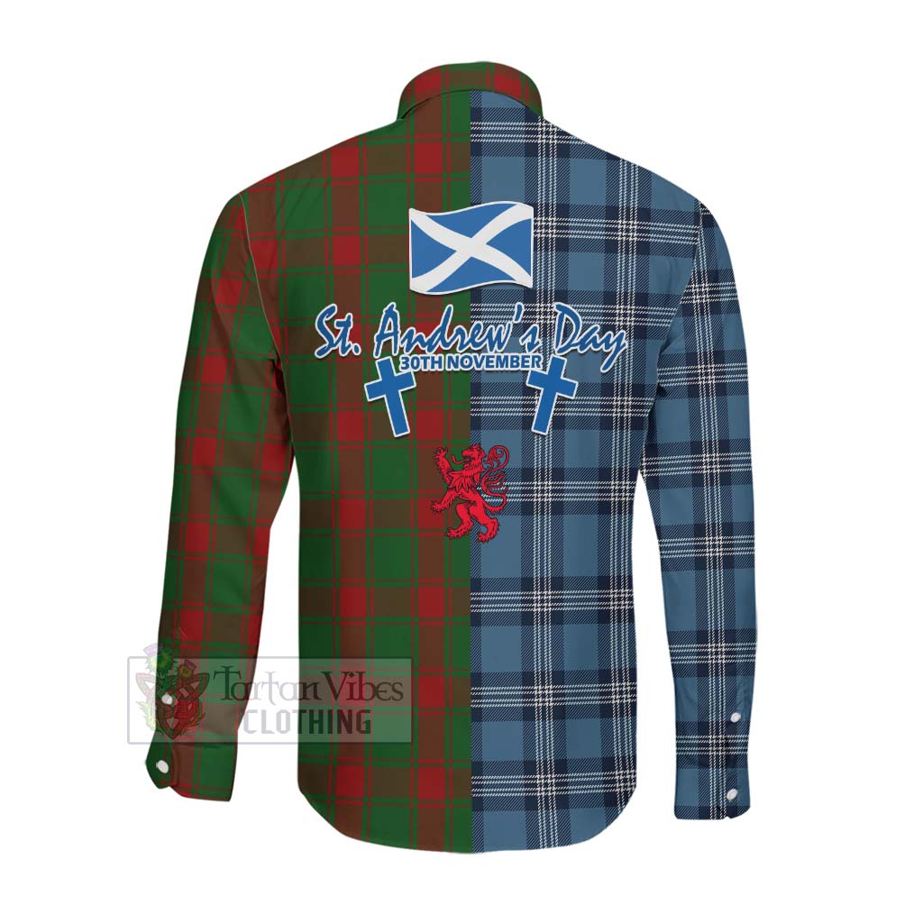 Tartan Vibes Clothing Middleton Tartan Long Sleeve Button Shirt Happy St. Andrew's Day Half Tartan Style