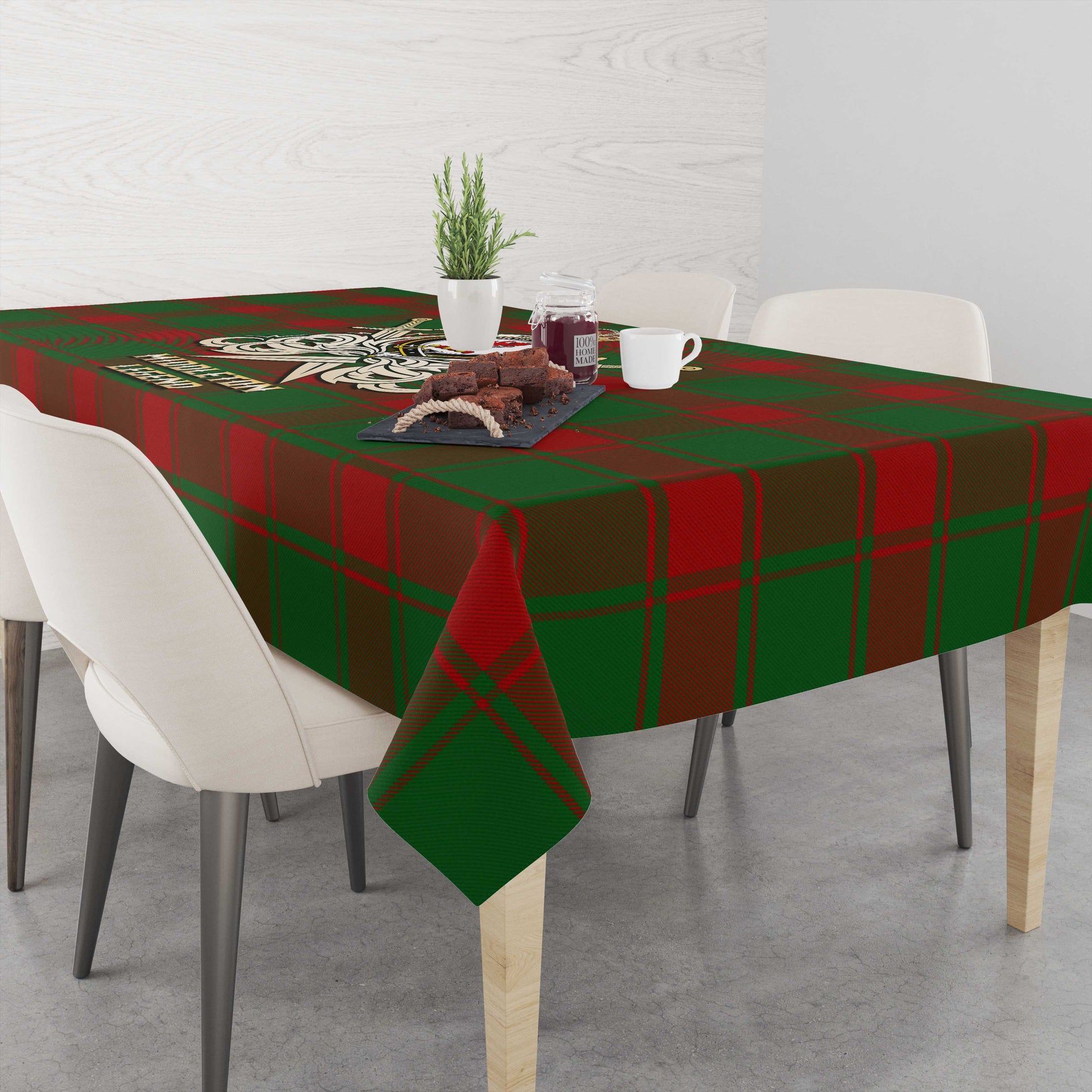 Tartan Vibes Clothing Middleton Tartan Tablecloth with Clan Crest and the Golden Sword of Courageous Legacy