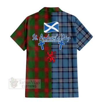 Middleton Tartan Short Sleeve Button Shirt Happy St. Andrew's Day Half Tartan Style