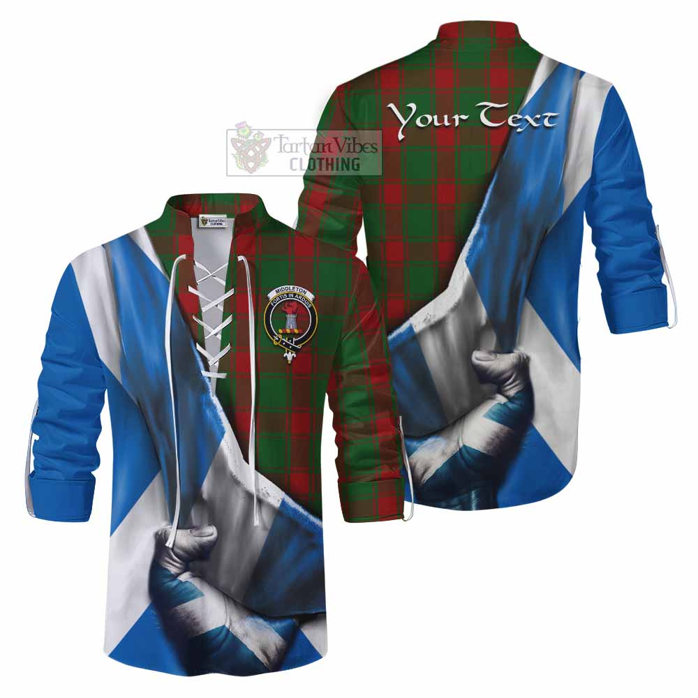 Tartan Vibes Clothing Middleton Tartan Ghillie Kilt Shirt with Family Crest Scotland Patriotic Style