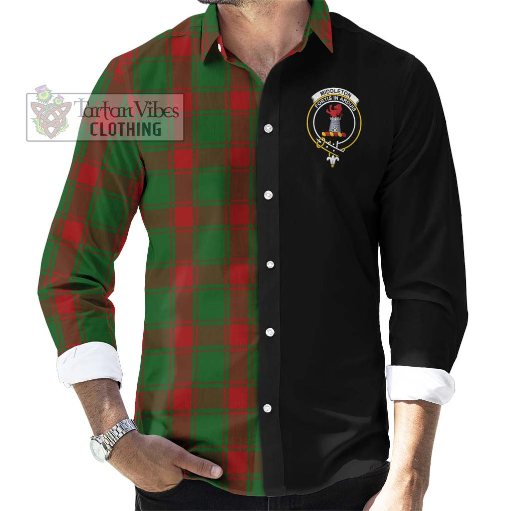 Middleton Tartan Long Sleeve Button Shirt with Family Crest and Half Of Me Style - Tartanvibesclothing Shop