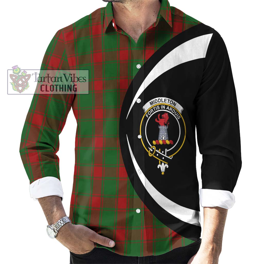 Middleton Tartan Long Sleeve Button Up with Family Crest Circle Style - Tartan Vibes Clothing