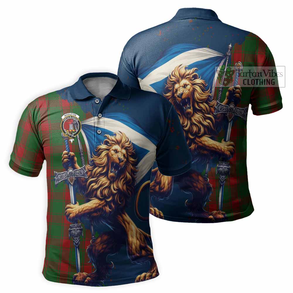 Tartan Vibes Clothing Middleton Tartan Family Crest Men's Polo Shirt with Scottish Majestic Lion