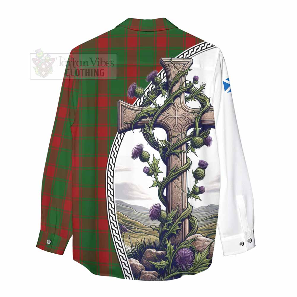 Tartan Vibes Clothing Middleton Tartan Women's Casual Shirt with Family Crest and St. Andrew's Cross Accented by Thistle Vines