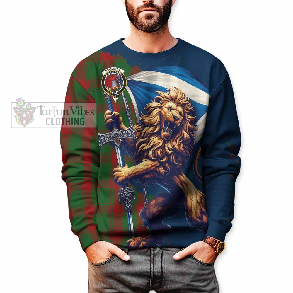 Tartan Vibes Clothing Middleton Tartan Family Crest Sweatshirt with Scottish Majestic Lion