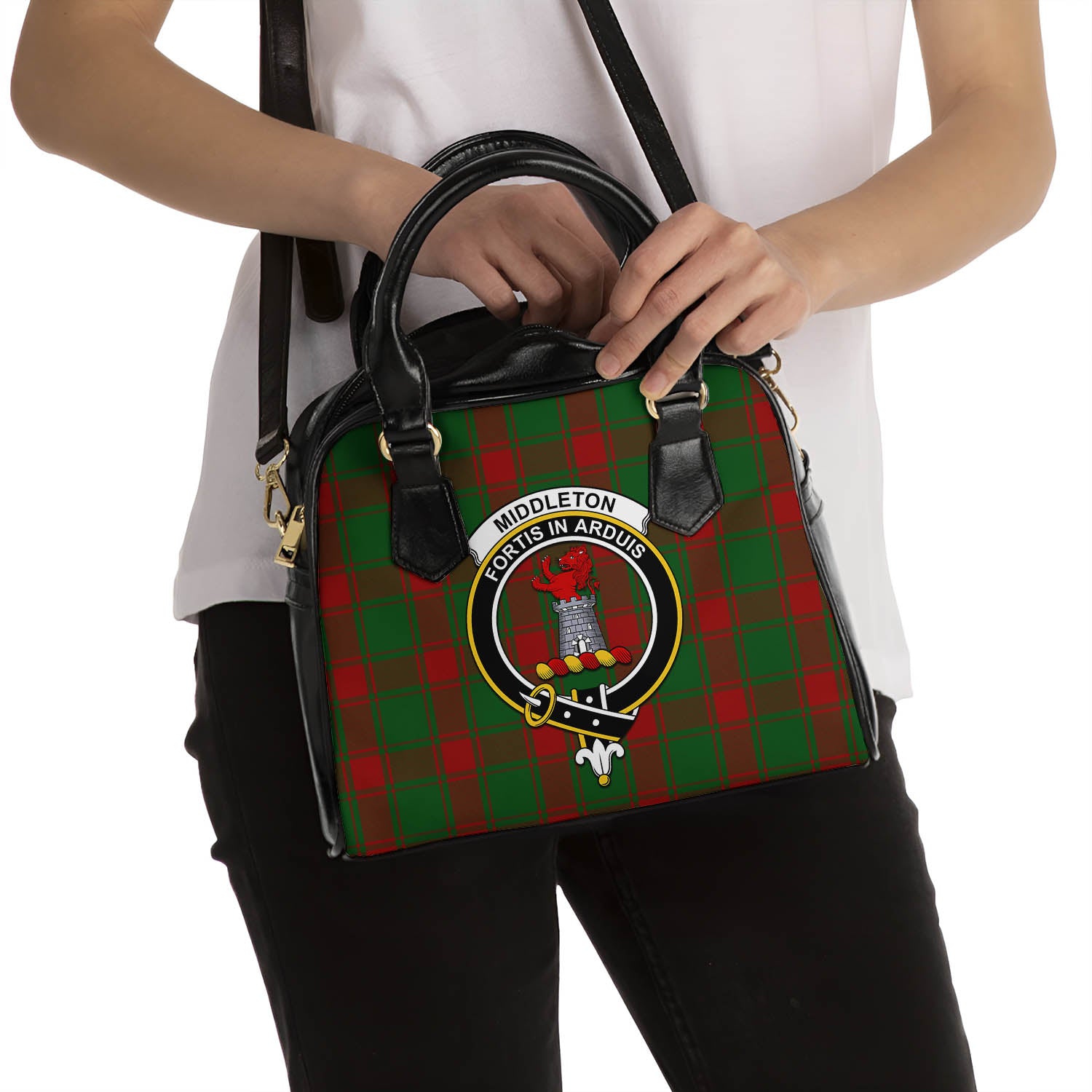 Middleton Tartan Shoulder Handbags with Family Crest - Tartanvibesclothing