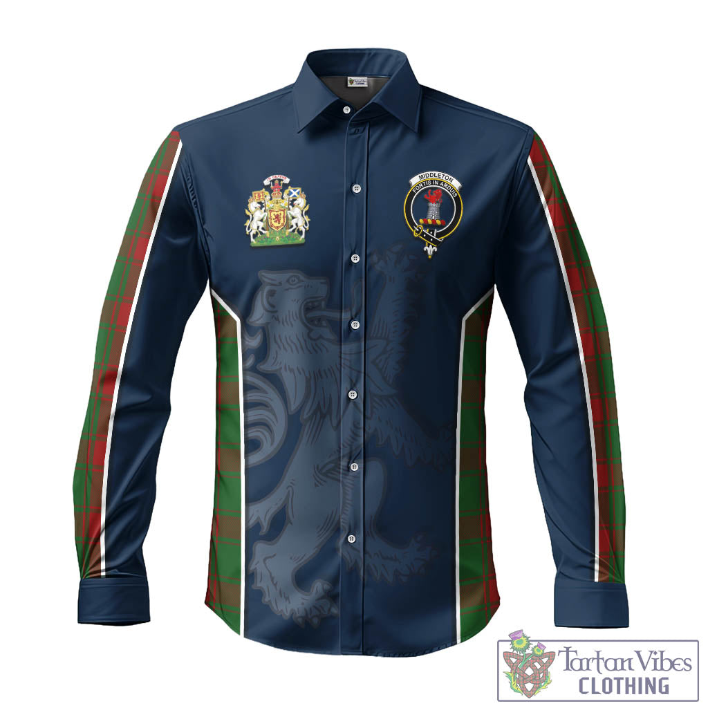 Tartan Vibes Clothing Middleton Tartan Long Sleeve Button Up Shirt with Family Crest and Lion Rampant Vibes Sport Style