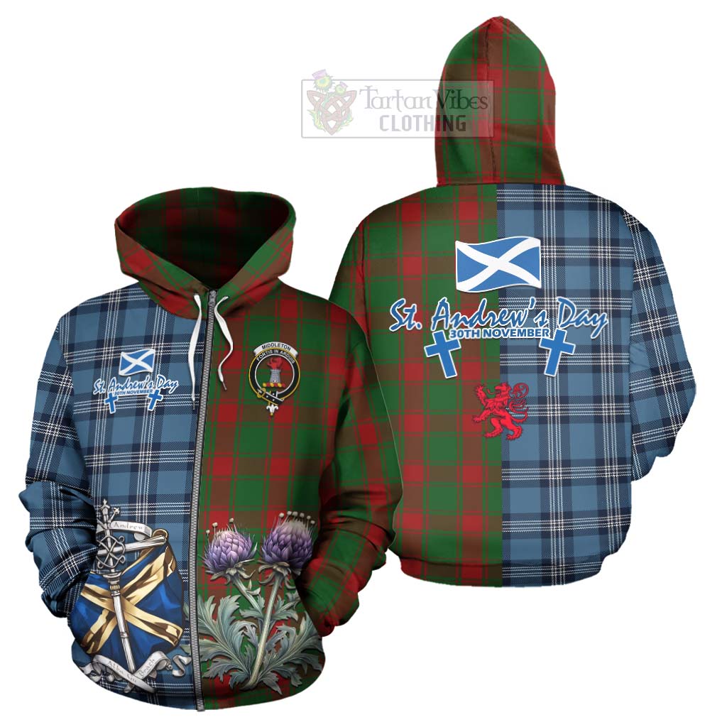 Tartan Vibes Clothing Middleton Tartan Hoodie Happy St. Andrew's Day Half Tartan Style